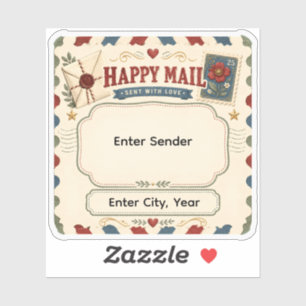 Pegatina Sello de sobre de correo feliz personalizado para 