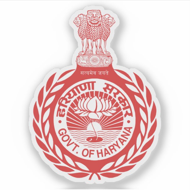 Pegatina Sello del estado de Haryana, India (Anverso)