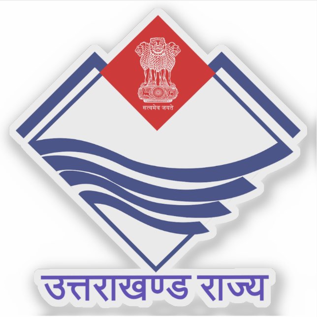 Pegatina Sello del estado de Uttarakhand, India (Anverso)