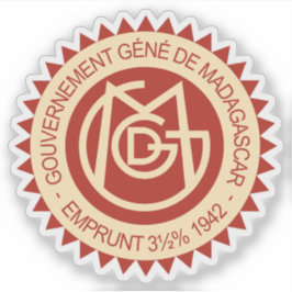 Pegatina Sello del Gobierno General de Madagascar, 1942