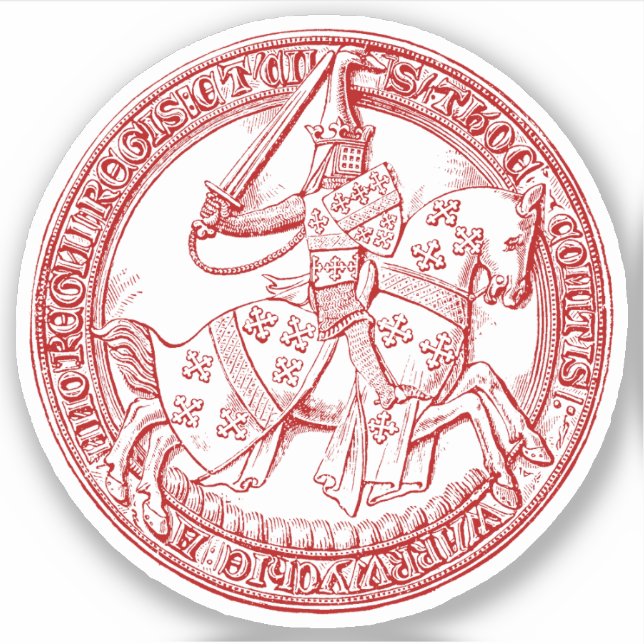 Pegatina Sello medieval heralúrgico de Thomas de Beauchamp (Anverso)