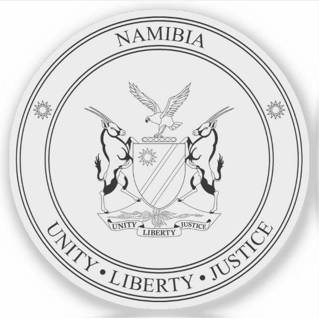 Pegatina Sello nacional de la República de Namibia (Anverso)