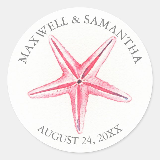 Pegatina sello para sobres, Boda de Playa Starfish