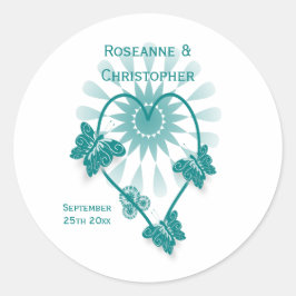 Pegatina Sello para sobres boda Mariposas Verde az