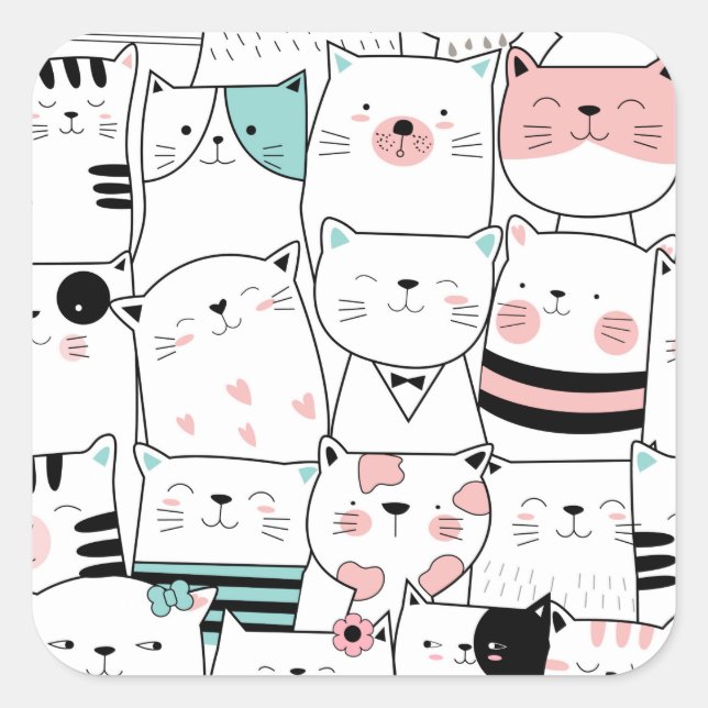 PEGATINA sello para sobres : FELIZ GATO (Anverso)