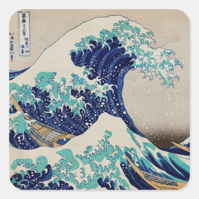 PEGATINA sello para sobres : HOKUSAI: LA OLA (Anverso)