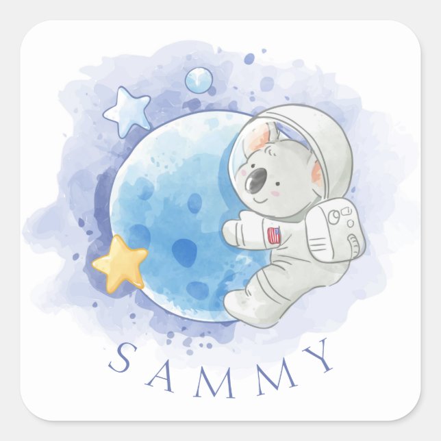 PEGATINA sello para sobres : KOALA EN LA LUNA (Anverso)