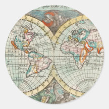 PEGATINA sello para sobres : MAPA MUNDIAL DE VINTA