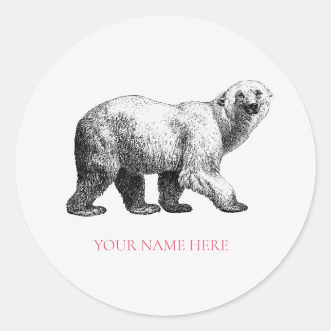 PEGATINA sello para sobres : OSO POLAR VINTAGE (Anverso)