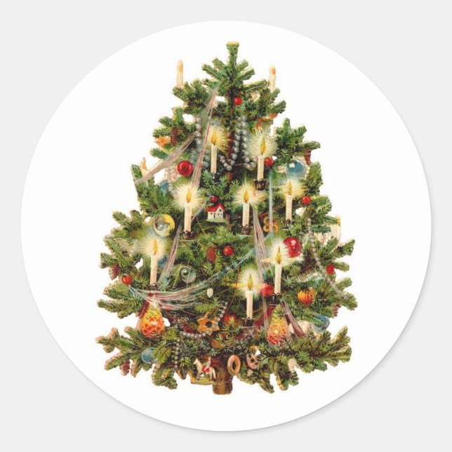 PEGATINA sello para sobres : VINTAGE CHRISTMAS TRE (Anverso)