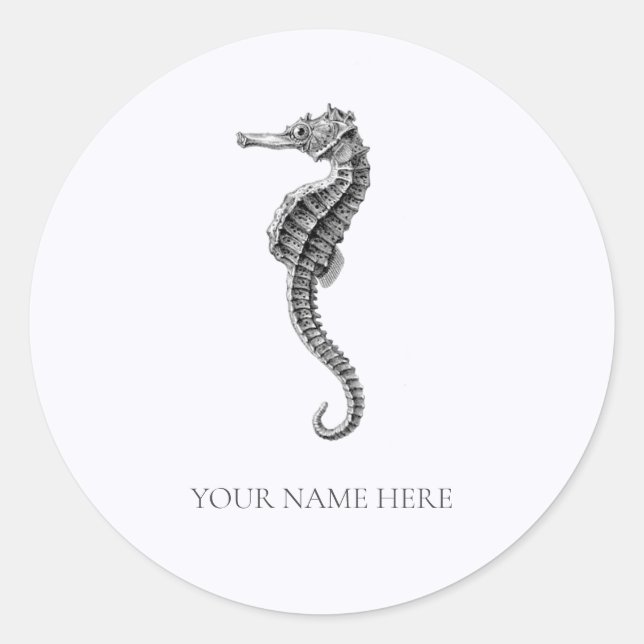 PEGATINA sello para sobres : VINTAGE SEAHORSE (Anverso)