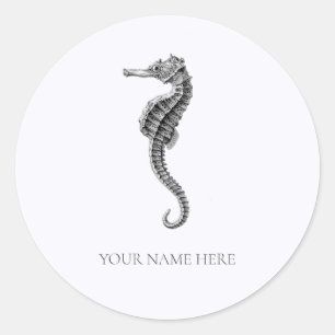 PEGATINA sello para sobres : VINTAGE SEAHORSE