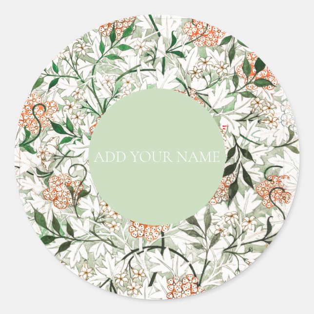 PEGATINA sello para sobres : WILLIAM MORRIS : JASM (Anverso)