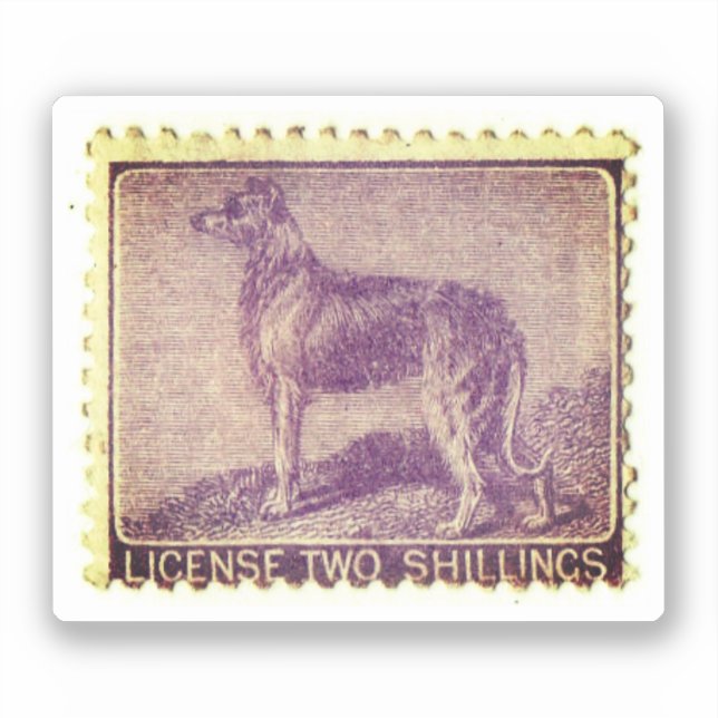 Pegatina Sello vintage irlandés Wolfhound (Anverso)