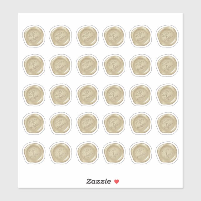 Pegatina Sellos de cera de imitación de oro monogramados (Hoja)