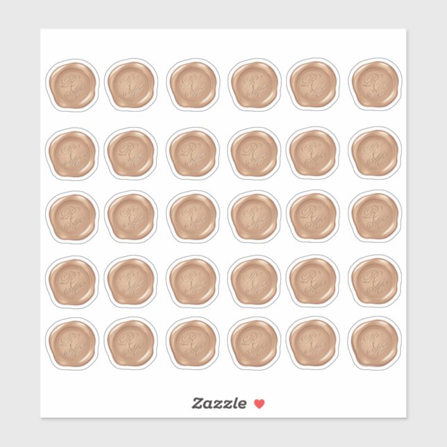 Pegatina Sellos De Cera Monogramados Lt Copper Faux (Hoja)