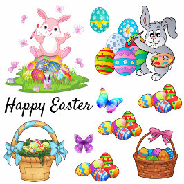 Pegatina Semana Santa Bunny Spring Holiday Colorous & Fun W