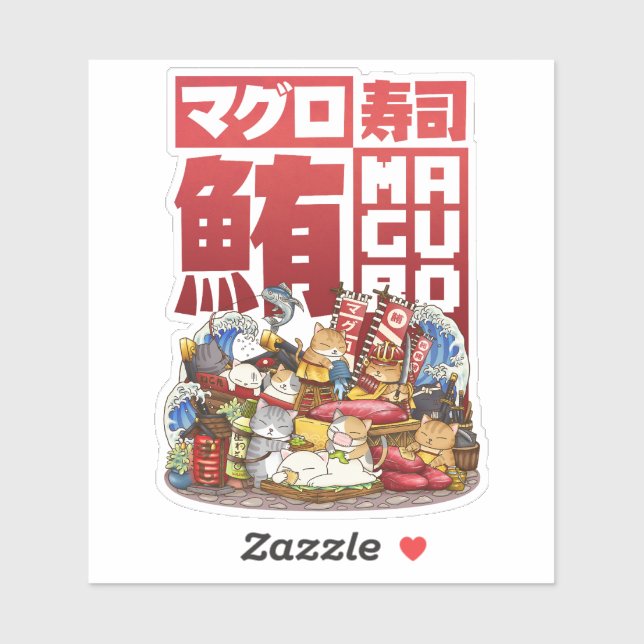 Pegatina Seminario de Sushi sobre Atún Gato Maguro (Hoja)