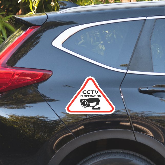 Pegatina Señal de advertencia de CCTV triangular en funcion (Lado del coche)