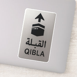 Pegatina Señal de dirección Qibla plateada