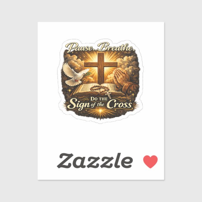 Pegatina Señal de la Cruz Fe Cristiana  (Hoja)