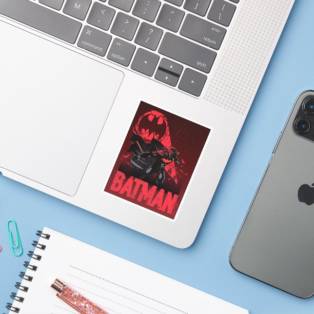 Pegatina Señal de Murciélago Carmesí de Batman (Ordenado portátil con iPhone)