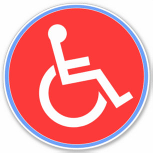 Pegatina Señal de Silla de Ruedas para Discapacitados - Roj