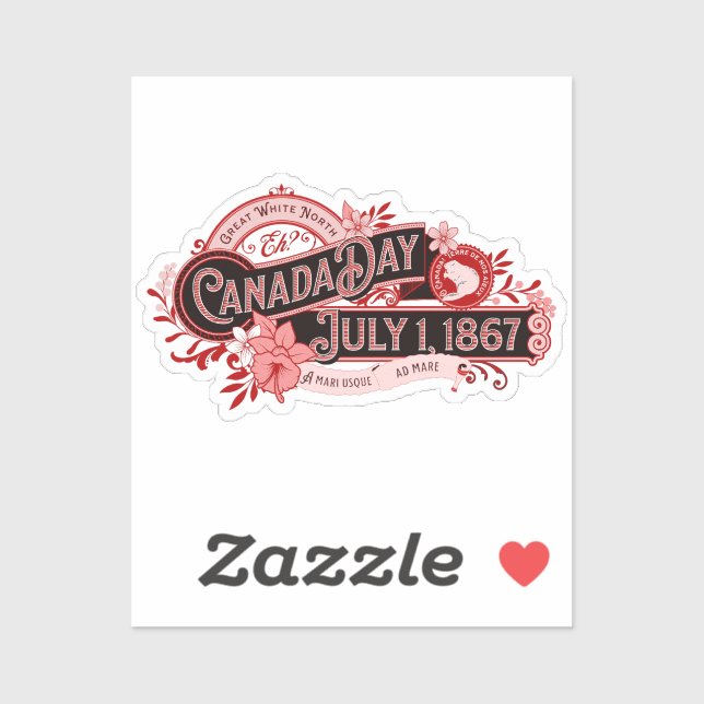 Pegatina Señalización de vintage del Día de Canadá (Hoja)