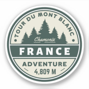 Pegatina senderismo en el Tour du Mont Blanc aventura franc