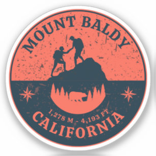 Pegatina senderismo en mount baldy, paso alpino de montana