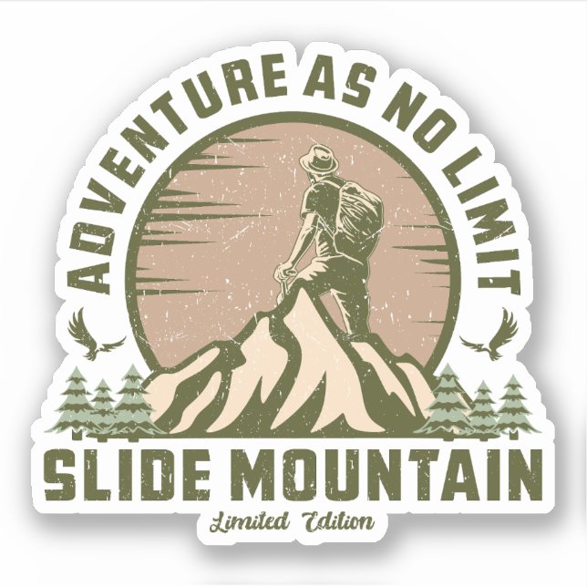 Pegatina Senderismo por montaña de deslizamiento retro (Anverso)