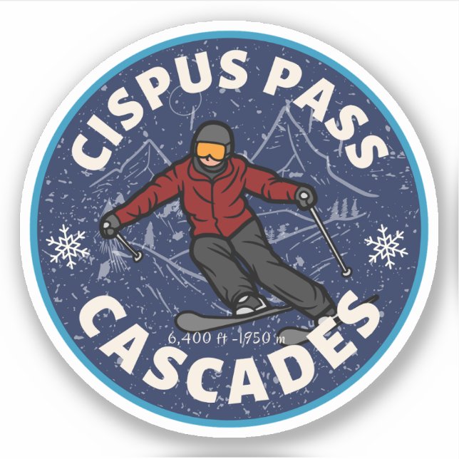 Pegatina sendero cipus pass ski washington alpine trials (Anverso)