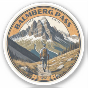 Pegatina sendero de Balmberg Pass Alpes suizos