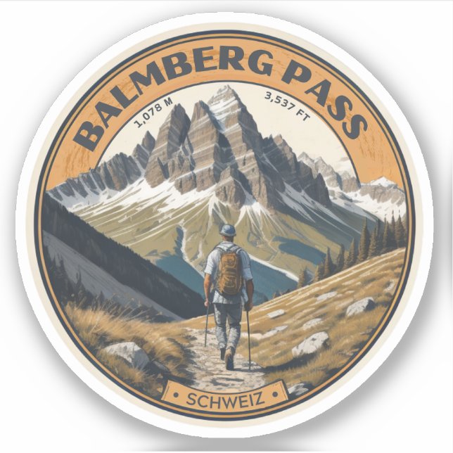 Pegatina sendero de Balmberg Pass Alpes suizos (Anverso)