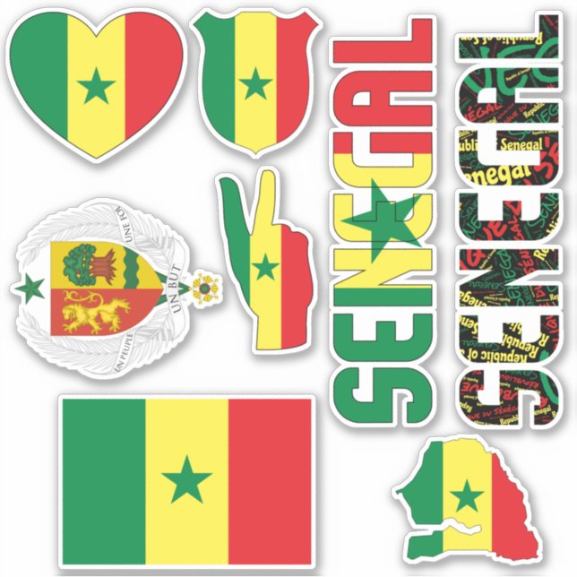 Pegatina Senegal asombroso da forma a símbolos nacionales (Anverso)