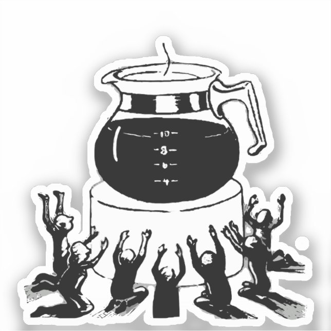Pegatina Señor Café Oscuro, Adorar Café (Anverso)
