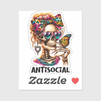 Pegatina Señora del Skeleton Antisocial