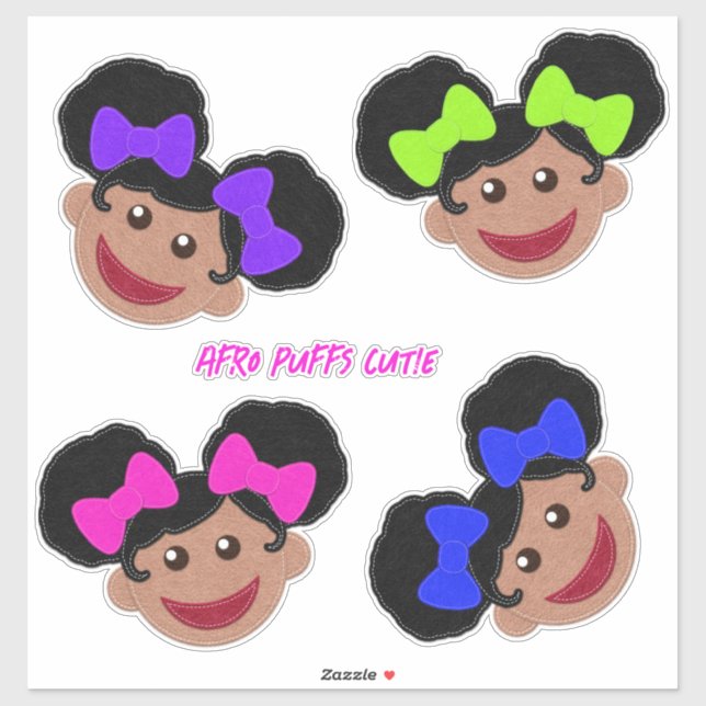 Pegatina Sentiste afro puffs cuties tú Personalizar (Hoja)