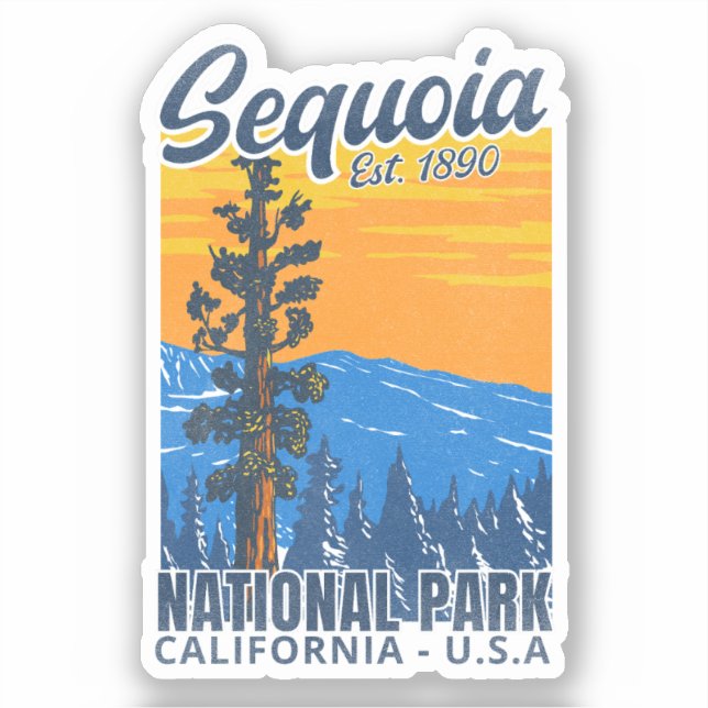 Pegatina Sequoia National Park CA Instituted 1890 (Anverso)