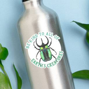 Pegatina Ser amable con todas las criaturas acuarela Beetle