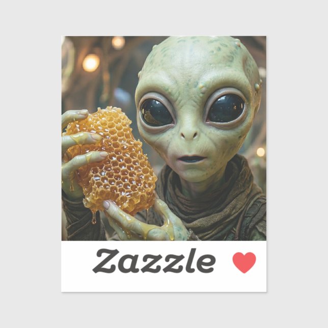 Pegatina Ser extraterrestre con panal de miel (Hoja)