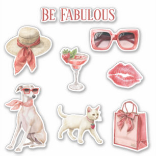 Pegatina Ser Fabulosos Besos de Bebida de Gafas de Sombrero