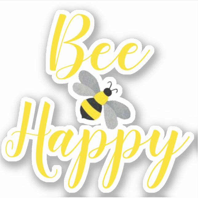 Pegatina Ser Feliz Bumble Bee | Personalizado Cut Vinyl (Anverso)
