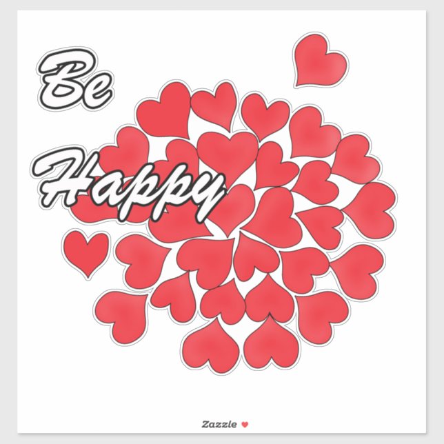 Pegatina Ser feliz, elegante, amoroso, corazón rojo (Hoja)