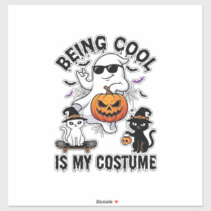 Pegatina Ser Genial Es Disfraz Fantasma De Halloween Gato C