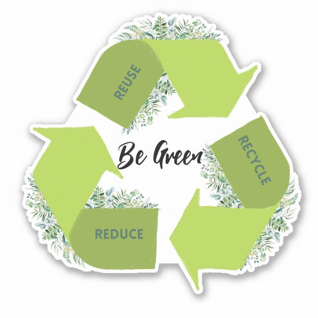 Pegatina Ser verde, reducir, reutilizar, reciclar (Anverso)