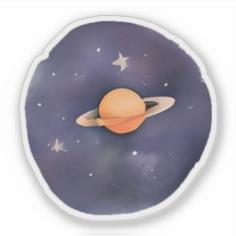 Pegatina Serenade de Saturno: acuarela cósmica