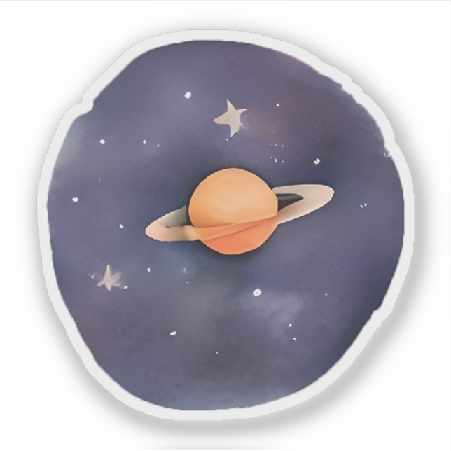 Pegatina Serenade de Saturno: acuarela cósmica (Anverso)