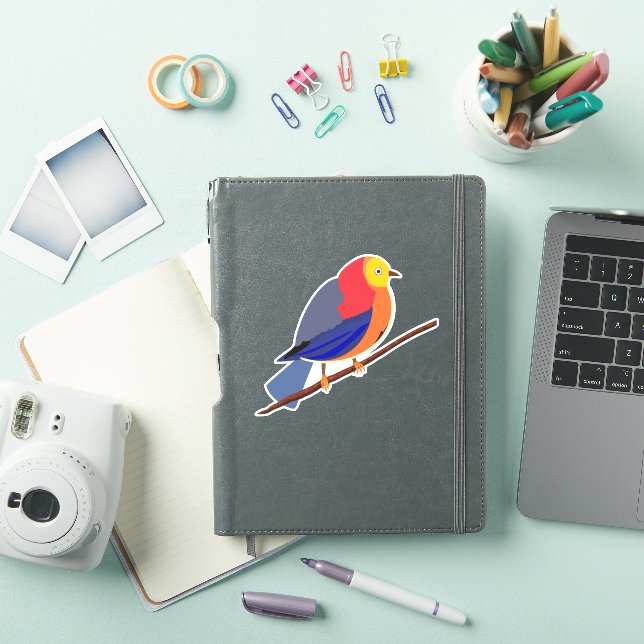 Pegatina Serenata Cromática: Pájaro en rama (Funda para iPad)