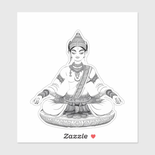 Pegatina Serenidad en la simetría: Divina meditación india (Hoja)